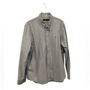 Ralph Lauren Men’s Button Down Long Sleeve‎ Shirt Size XXL Solid Blue Pony EUC